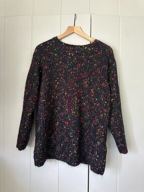 Vintage Rochelle Black Rainbow Speckled Knit Sweater